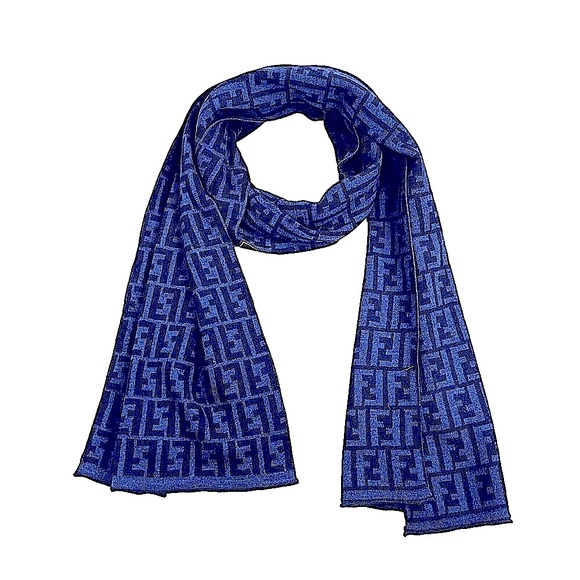 Authentic FENDI Zucca Print Logo Long Pure Wool Scarf - Unisex - Picture 1 of 5